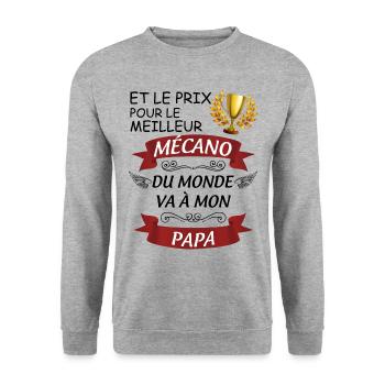 Papa Mécanicien Le Meilleur du monde - Sweat-shirt Unisexe - gris chiné - Devant - Alina (178cm) & Michal (187cm)