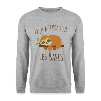 Vous n avez plus les bases - Sweat-shirt Unisexe - gris chiné - Devant - Alina (178cm) & Michal (187cm)