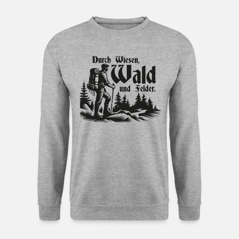 Durch Wiesen, Wald und Felder - Unisex Pullover - Weißgrau meliert