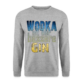 Lustiger Wodka Spruch | Yolo-Artwork - Unisex Pullover - Weißgrau meliert - Vorne - Alina (178cm) & Michal (187cm)