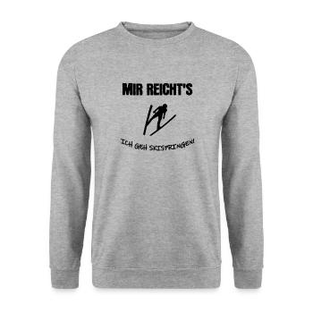 Mir reicht´s ich geh Skispringen! - Unisex Pullover - Weißgrau meliert - Vorne - Alina (178cm) & Michal (187cm)