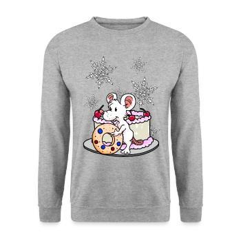Noël Souris de Noël Snacking Cadeau de Noël - Sweat-shirt Unisexe - gris chiné - Devant - Alina (178cm) & Michal (187cm)
