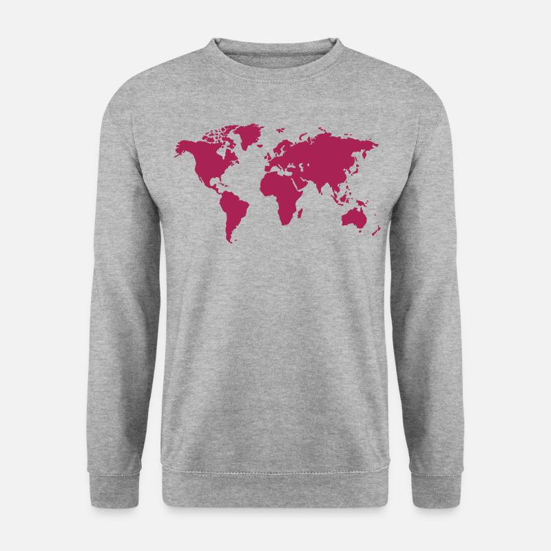 Weltkarte - Unisex Pullover - Weißgrau meliert