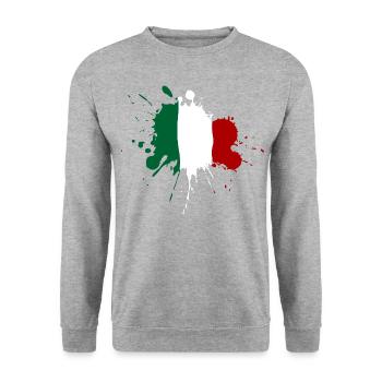 Italien Flagge Fleckendesign - Unisex Pullover - Weißgrau meliert - Vorne - Alina (178cm) & Michal (187cm)