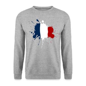Frankreich Flagge Fleckendesign - Unisex Pullover - Weißgrau meliert - Vorne - Alina (178cm) & Michal (187cm)