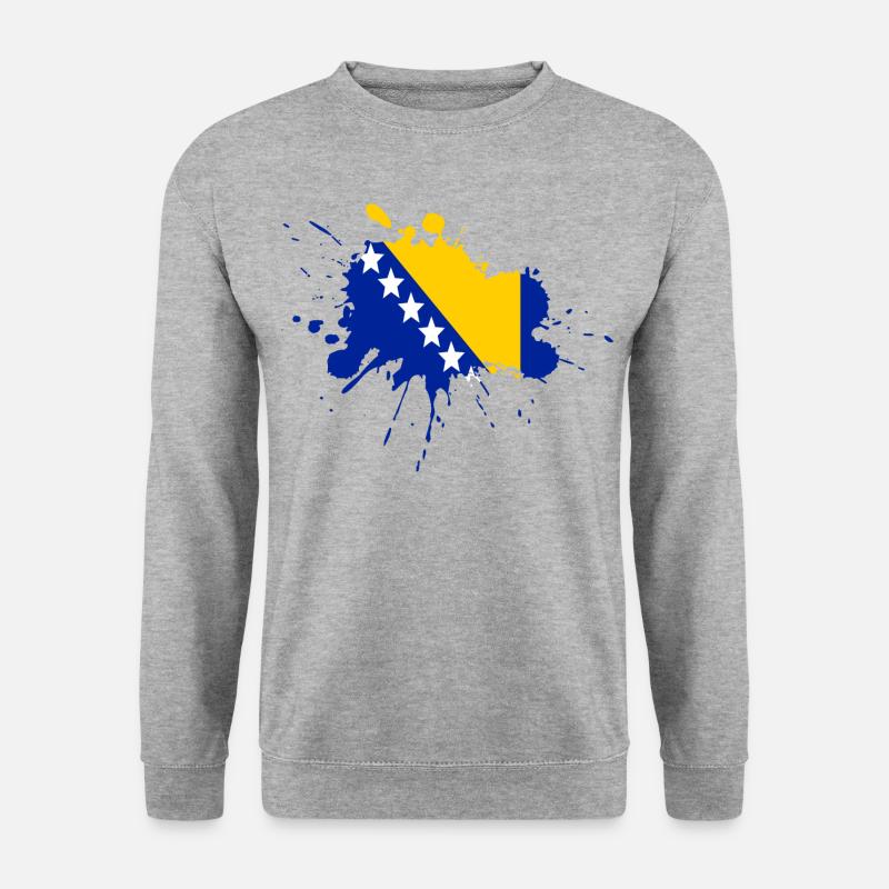 Bosnien Flagge Fleckendesign - Unisex Pullover - Weißgrau meliert