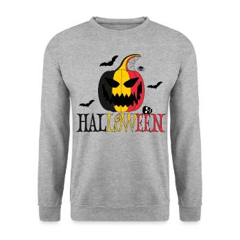 Halloween Belgien - Unisex Pullover - Weißgrau meliert - Vorne - Alina (178cm) & Michal (187cm)