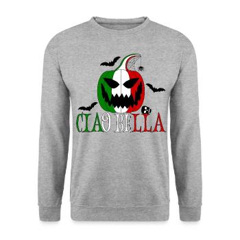 Helloween Italy Ciao Bella - Unisex Sweatshirt - salt & pepper - Front - Alina (178cm) & Michal (187cm)