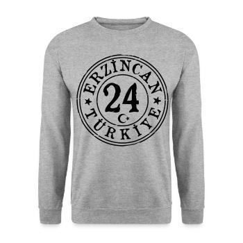 Erzincan 24 Vintage - Unisex Pullover - Weißgrau meliert - Vorne - Alina (178cm) & Michal (187cm)