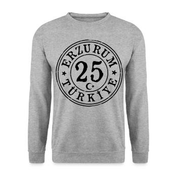 Erzurum 25 Vintage - Unisex Pullover - Weißgrau meliert - Vorne - Alina (178cm) & Michal (187cm)