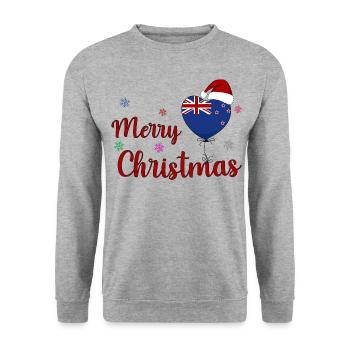 Merry Christmas New Zealand - Unisex Pullover - Weißgrau meliert - Vorne - Alina (178cm) & Michal (187cm)