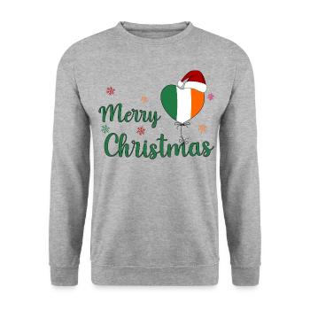 Merry Christmas Irland - Unisex Pullover - Weißgrau meliert - Vorne - Alina (178cm) & Michal (187cm)