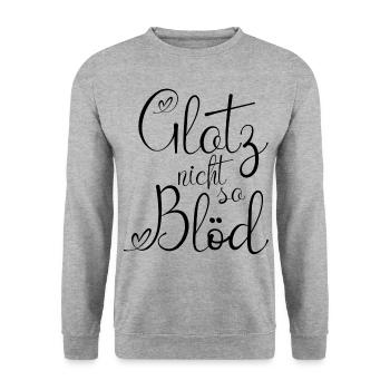 Glotz nicht so Blöd schwarz1 - Unisex Pullover - Weißgrau meliert - Vorne - Alina (178cm) & Michal (187cm)