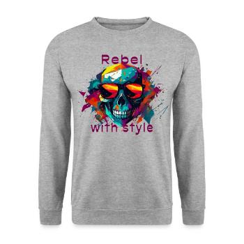 Rebell with style - Unisex Pullover - Weißgrau meliert - Vorne - Alina (178cm) & Michal (187cm)