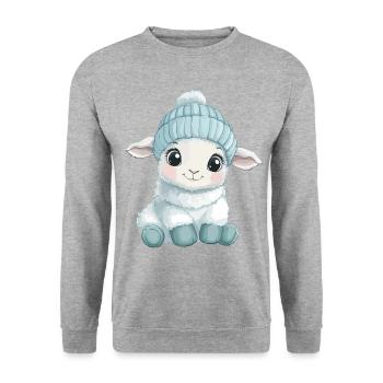 mouton mignon mignon bébé enfants animal agneau dessin animé - Sweat-shirt Unisexe - gris chiné - Devant - Alina (178cm) & Michal (187cm)