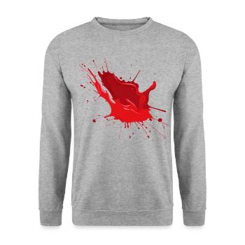 Party Blut Geschenkidee trendy - Unisex Pullover - Weißgrau meliert - Vorne - Alina (178cm) & Michal (187cm)