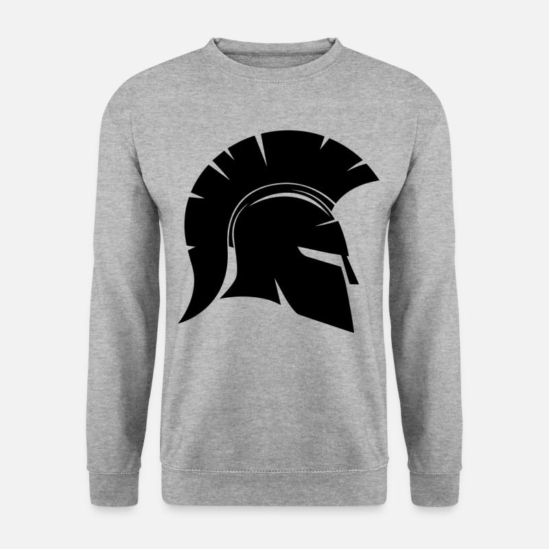 Spartanischer Gladiatorenhelm - Unisex Pullover - Weißgrau meliert