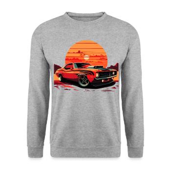 Muscle Car V8 - Unisex Pullover - Weißgrau meliert - Vorne - Alina (178cm) & Michal (187cm)
