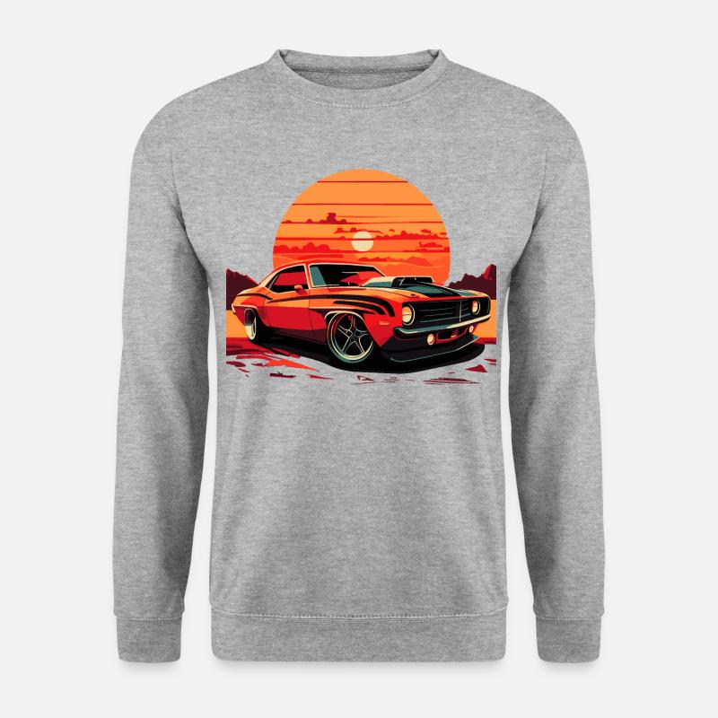 Muscle Car V8 - Unisex Pullover - Weißgrau meliert