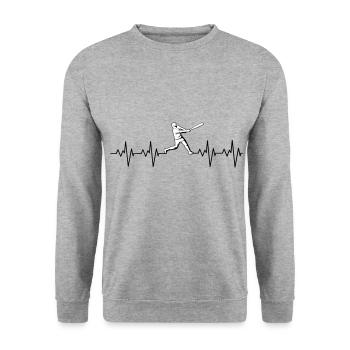HEARTBEAT BASEBALL II - Design for baseball fans! - Unisex Sweatshirt - salt & pepper - Front - Alina (178cm) & Michal (187cm)