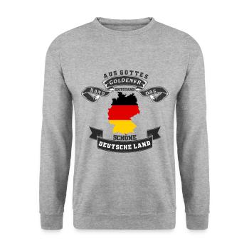 das schöne deutsche Land - Unisex Pullover - Weißgrau meliert - Vorne - Alina (178cm) & Michal (187cm)