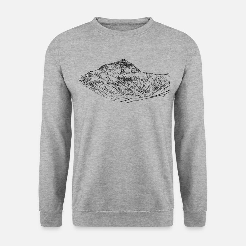 Mount Everest, Gipfel 8000er, Himalaya Nepal Tibet - Unisex Pullover - Weißgrau meliert