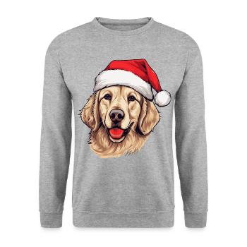 Golden Retriever Hund Weihnachten - Unisex Pullover - Weißgrau meliert - Vorne - Alina (178cm) & Michal (187cm)
