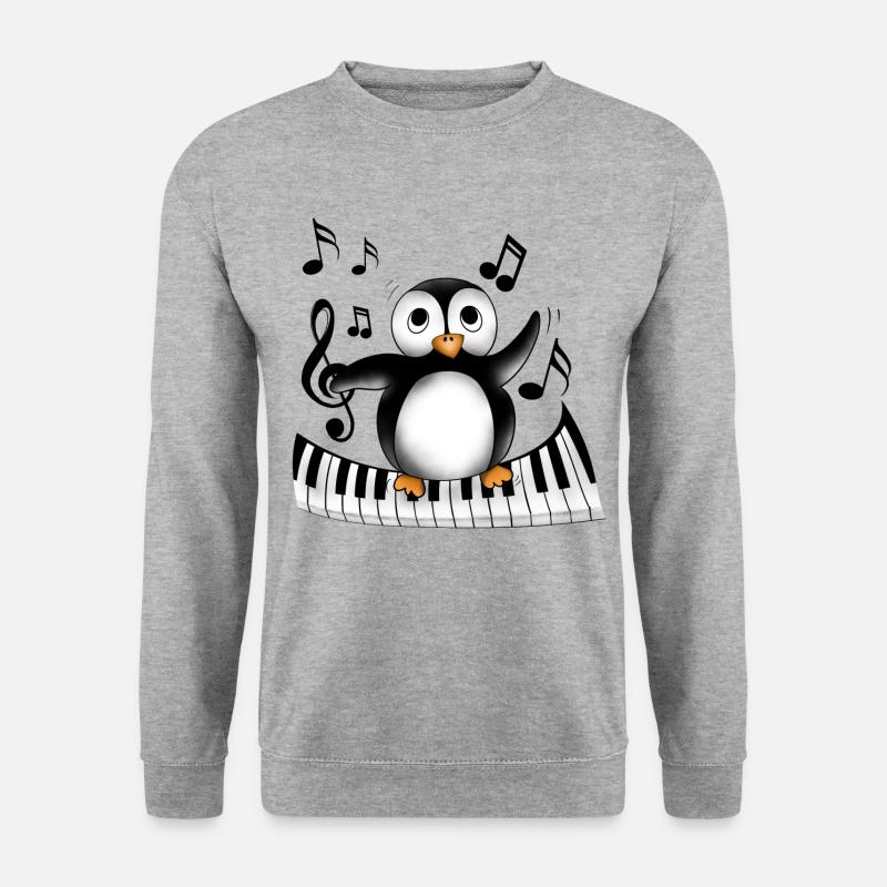 Pinguin Musikliebhaber - Unisex Pullover - Weißgrau meliert