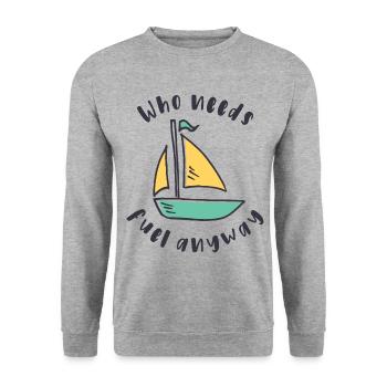 Voilier - Qui a besoin d’essence - Sweat-shirt Unisexe - gris chiné - Devant - Alina (178cm) & Michal (187cm)