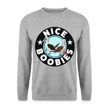 Cute Booby Bird Nice Boobies Galapagos - Unisex Sweatshirt - salt & pepper - Front - Alina (178cm) & Michal (187cm)