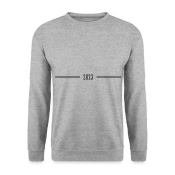2023 - Jahr - Linie - Jahreswechsel - Unisex Pullover - Weißgrau meliert - Vorne - Alina (178cm) & Michal (187cm)
