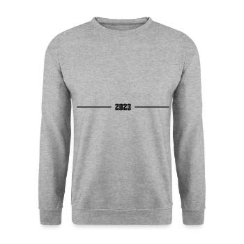2023 - Jahr - Linie - Jahreswechsel - Unisex Pullover - Weißgrau meliert - Vorne - Alina (178cm) & Michal (187cm)