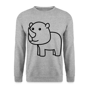 Rhinocéros Comic Animal - Sweat-shirt Unisexe - gris chiné - Devant - Alina (178cm) & Michal (187cm)