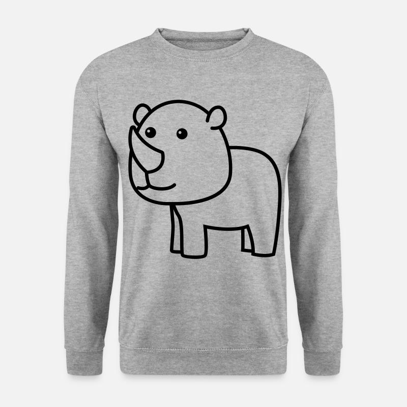 Nashorn Comic Tier - Unisex Pullover - Weißgrau meliert