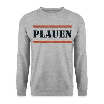 Plauen - Unisex Pullover - Weißgrau meliert - Vorne - Alina (178cm) & Michal (187cm)