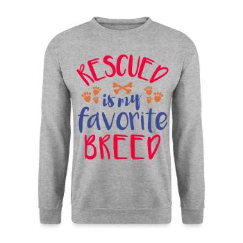 Rescued is my Favorite” - für Tierschützer - Unisex Pullover - Weißgrau meliert - Vorne - Alina (178cm) & Michal (187cm)