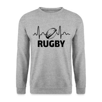 rugby heartbeat t-shirt rugby rugbyman - Unisex Sweatshirt - salt & pepper - Front - Alina (178cm) & Michal (187cm)