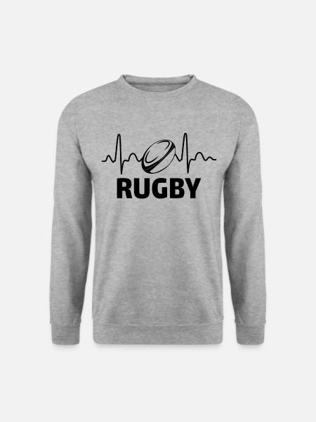 Rugby Herzschlag T-Shirt rugby rugbyman - Unisex Pullover - Weißgrau meliert