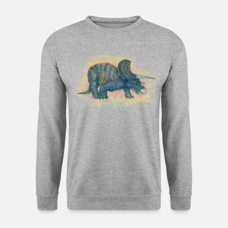 Gehörnte Dinosaurier - Unisex Pullover - Weißgrau meliert