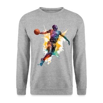 Basketball Basketball Player Sport Splash Colorful - Unisex Sweatshirt - salt & pepper - Front - Alina (178cm) & Michal (187cm)
