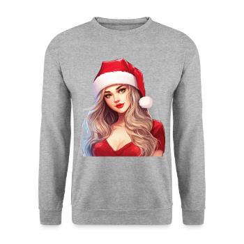 Sexy Père Noël Femme Noël Noël laid - Sweat-shirt Unisexe - gris chiné - Devant - Alina (178cm) & Michal (187cm)