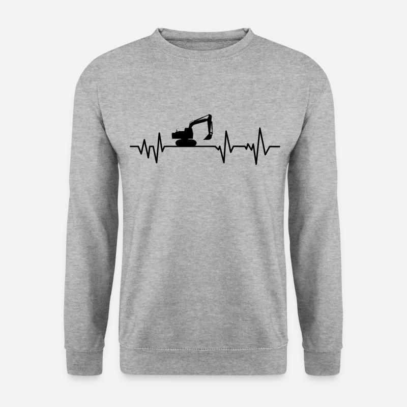 Excavator construction site heartbeat - Unisex Sweatshirt - salt & pepper
