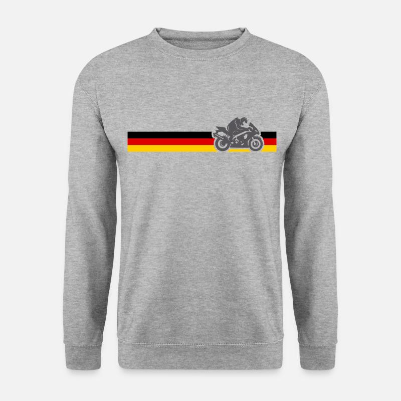 motorradfahren Flaggen deutschland Motorrad - Unisex Pullover - Weißgrau meliert