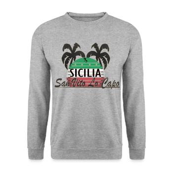 Sizilien, San Vito Lo Capo, Italien - Unisex Pullover - Weißgrau meliert - Vorne - Alina (178cm) & Michal (187cm)