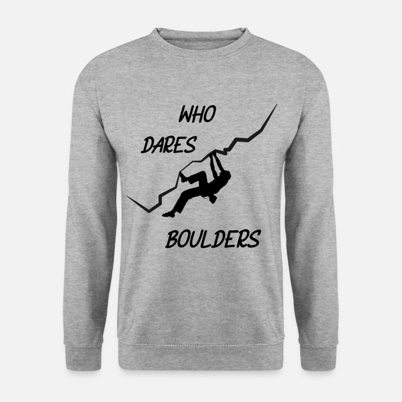 who dares, boulders - Unisex Pullover - Weißgrau meliert