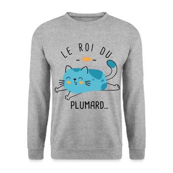 Roi du plumard humour homme - Sweat-shirt Unisexe - gris chiné - Devant - Alina (178cm) & Michal (187cm)
