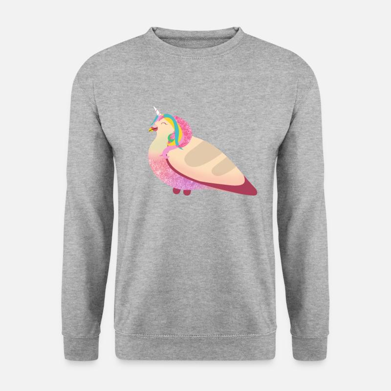 Unicorn Pigeon Friend - Unisex Pullover - Weißgrau meliert