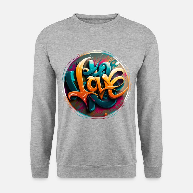 "Love" Graffiti Theme 1 - Unisex Pullover - Weißgrau meliert