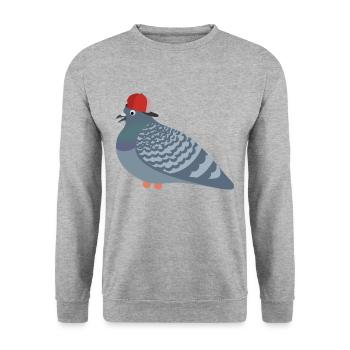 Cool Pigeon Friend - Unisex Pullover - Weißgrau meliert - Vorne - Alina (178cm) & Michal (187cm)