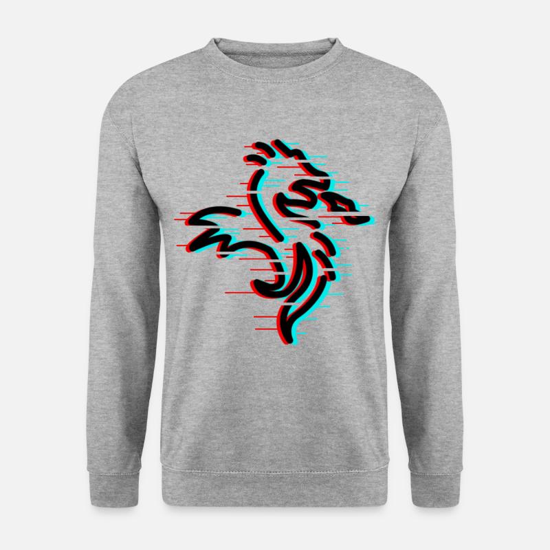 Glitch Drache - Unisex Pullover - Weißgrau meliert